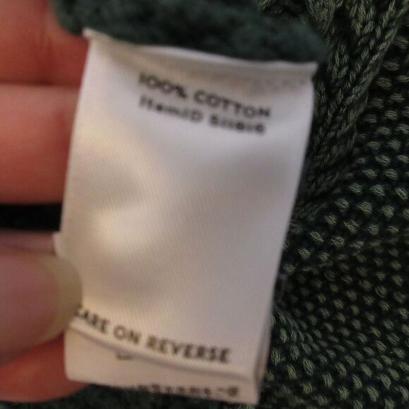 LL Bean Signature Sweater Women Medium Green Cable Knit Fisherman Cotton - Picture 5 of 12